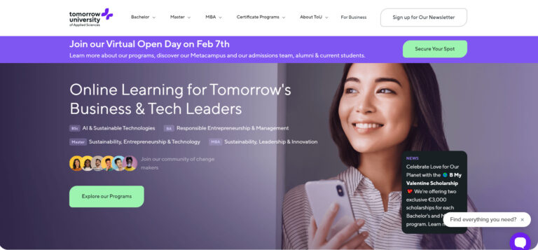 Die Tomorrow University of Applied Sciences wird vorgestellt